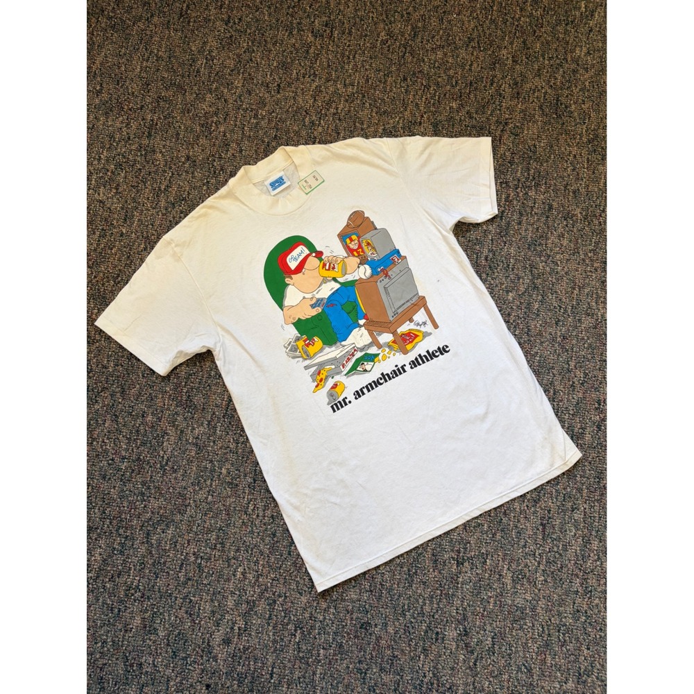 Vintage Mr Armchair Athlete Graphic T Shirt XL White Stedman Stedman Made in USA